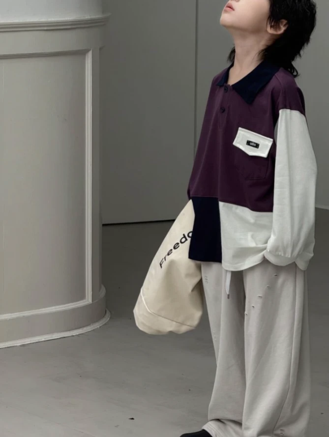 男童Polo衫纯棉打底衫秋装儿童卫衣女童长袖T恤衫时尚韩系范