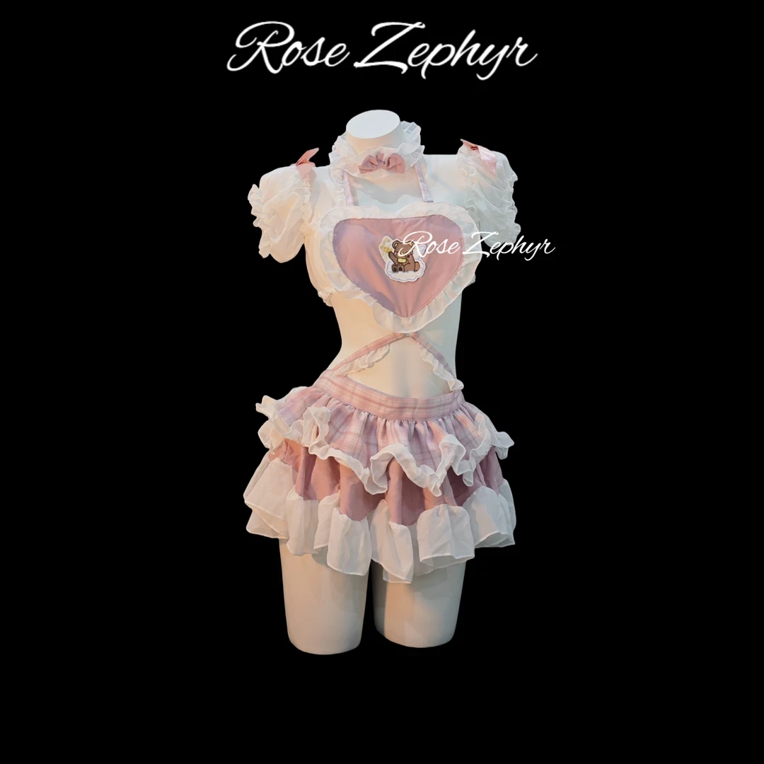 小熊物语  粉色女仆公主Lolita情侣战袍睡裙异地约会