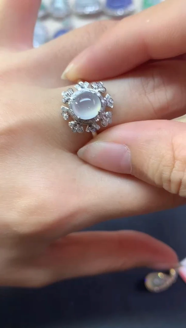 18K金镶嵌戒指翡翠戒指|3980