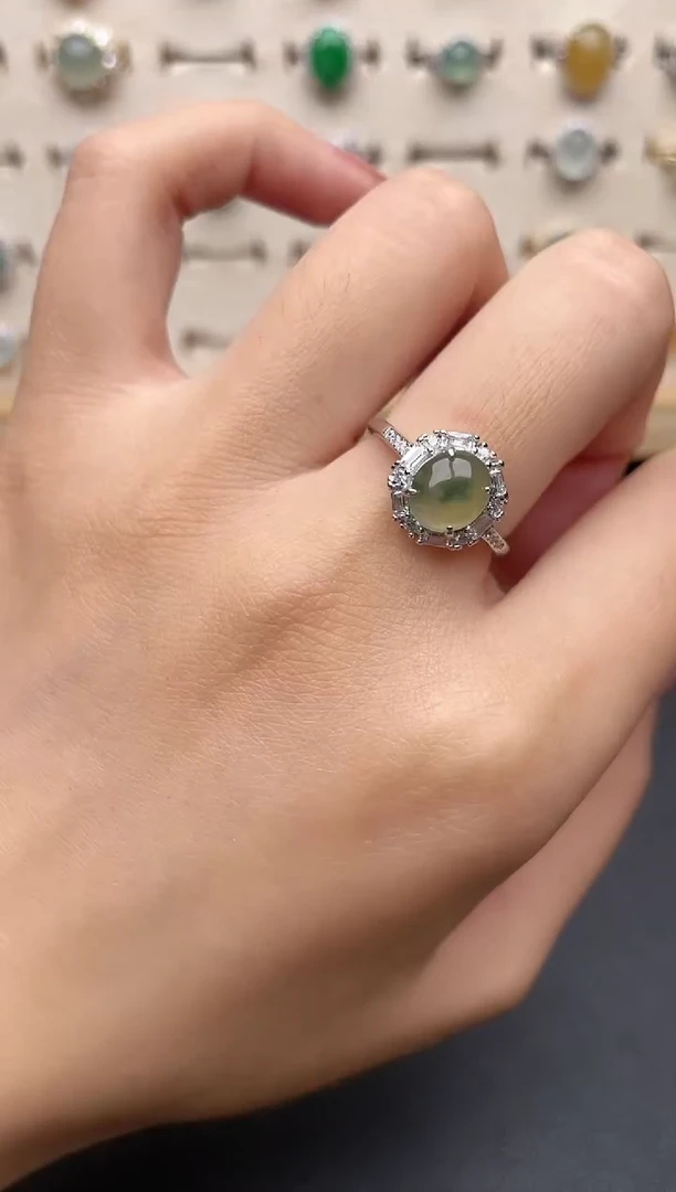 【闪购商品】翡翠戒指银S925镶嵌一物一证一礼盒