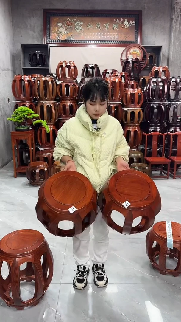 【闪购商品】花梨木类家具花梨木花梨色小号鼓凳一对15号
