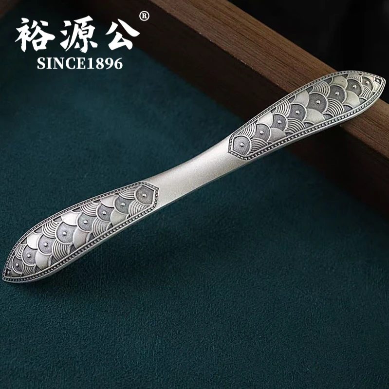 裕源公 足银银制品  足银999鱼鳞绾月银发簪古风盘发簪银发饰头饰