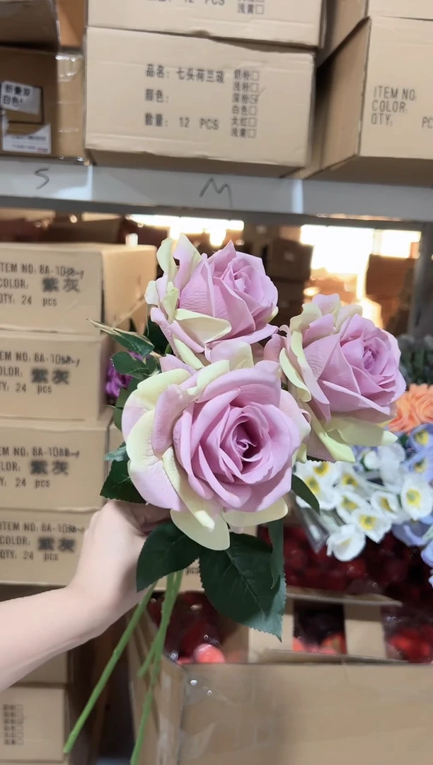 3枝紫绿色手感保湿凯尔玫瑰