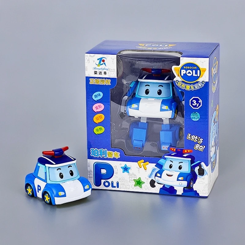 正版珀利变形警车大号机器人儿童益智变形玩具poli安巴救护车救援