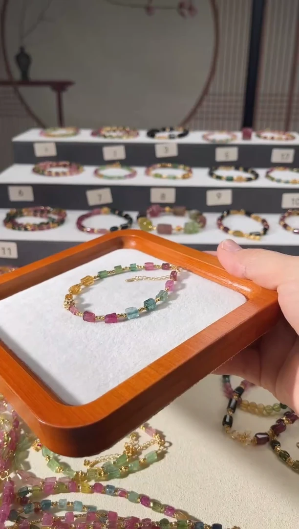 银S925镶嵌手链碧玺s***?6416