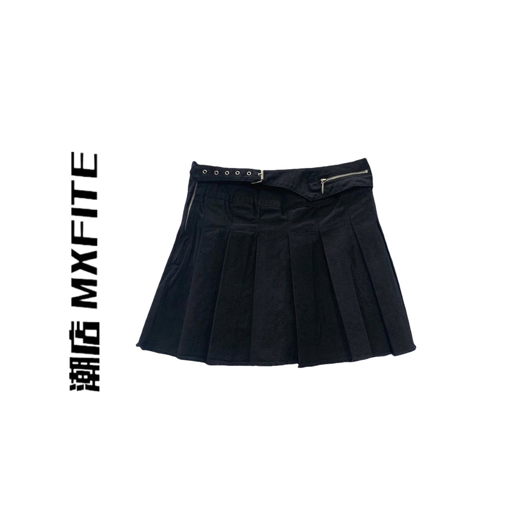 MXFITE潮店夏季新款时尚简约牛仔百搭显瘦百褶裙半身裙（AN91655）