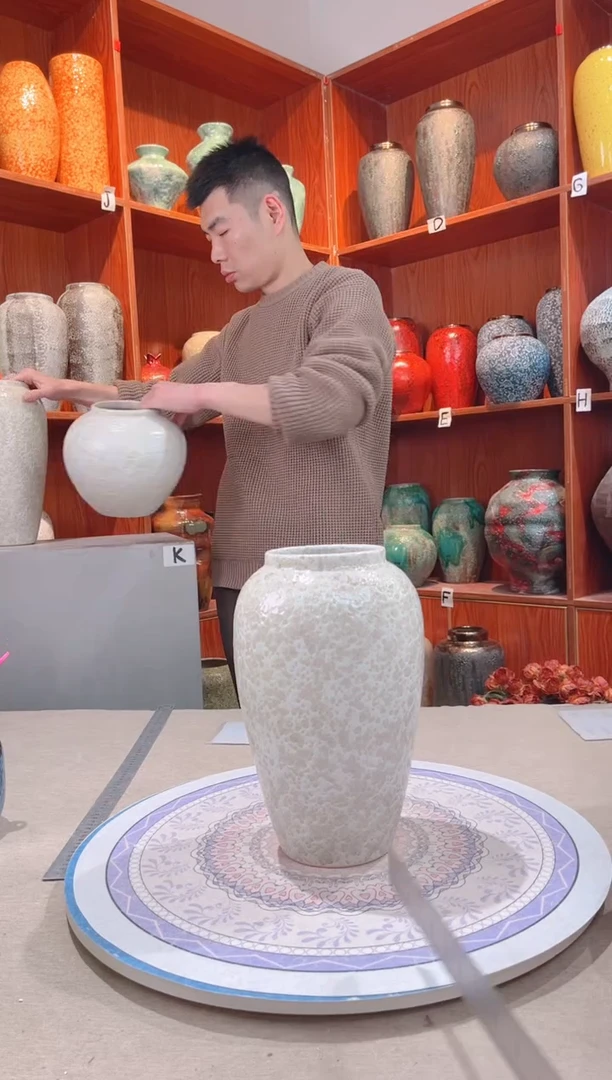 【闪购商品】瓶精品陶瓷花瓶 无花 茶白中号