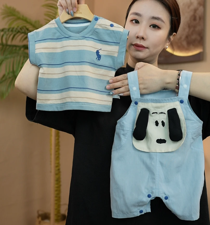 夏天新款设计感爬服无袖宝宝休闲极简风宽松婴儿夏季背带长裤哈衣