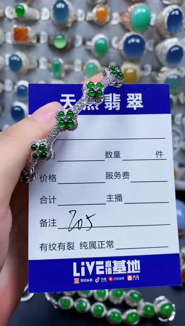 翡翠手镯银S925镶嵌205