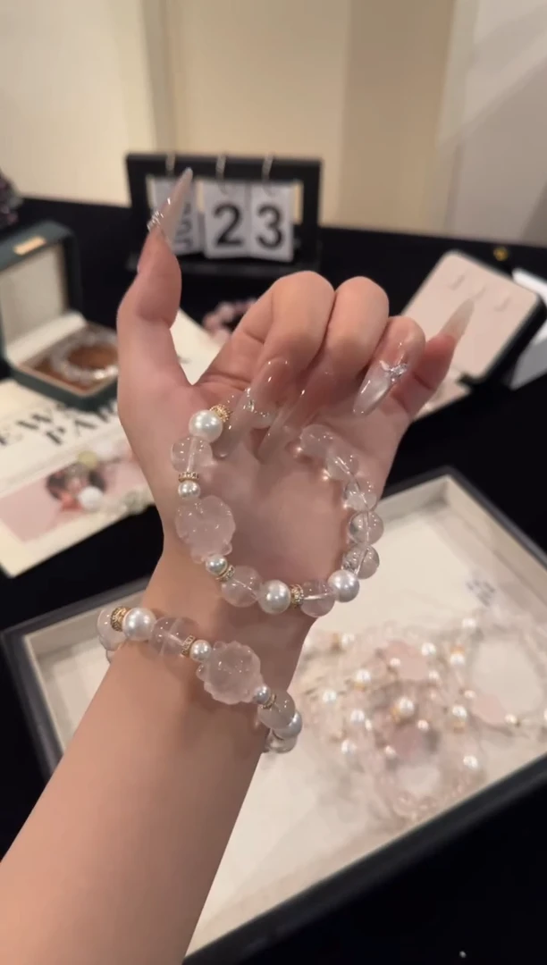 水晶手串合金粉水晶x2001