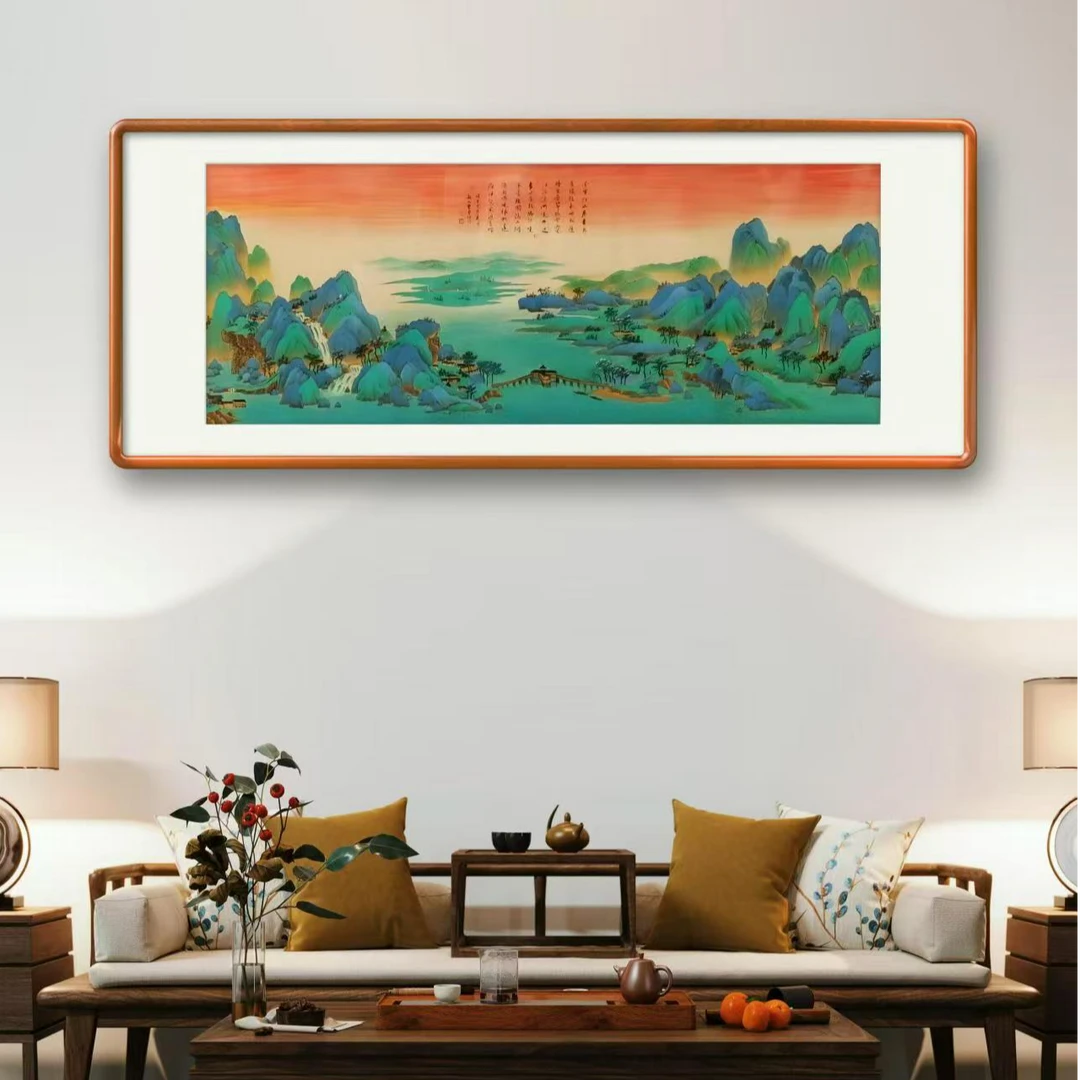 山水千里江山图210*80曹勇强老师手绘客厅办公室挂画