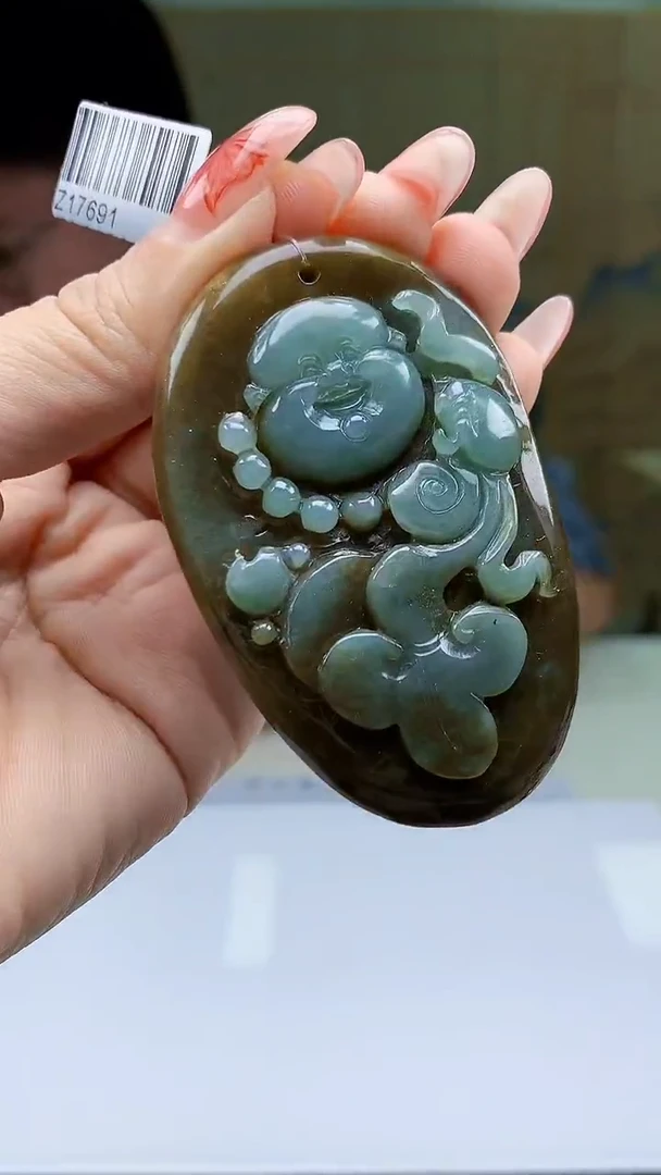 【闪购商品】定制翡翠未镶嵌4688ty-毛货挂件108