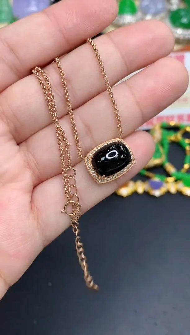 颈饰18K金镶嵌翡翠496-中国好珍宝