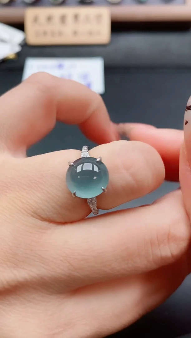 银S925镶嵌戒指翡翠1