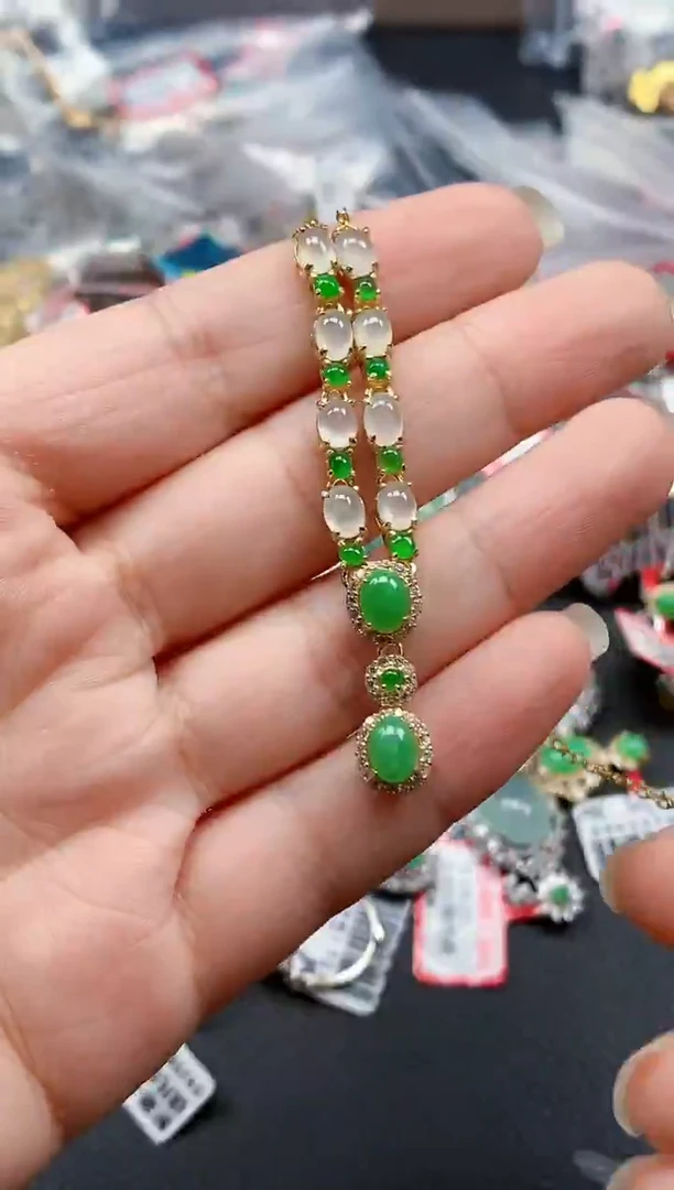 银S925镶嵌戒指翡翠天然A货缅甸翡翠