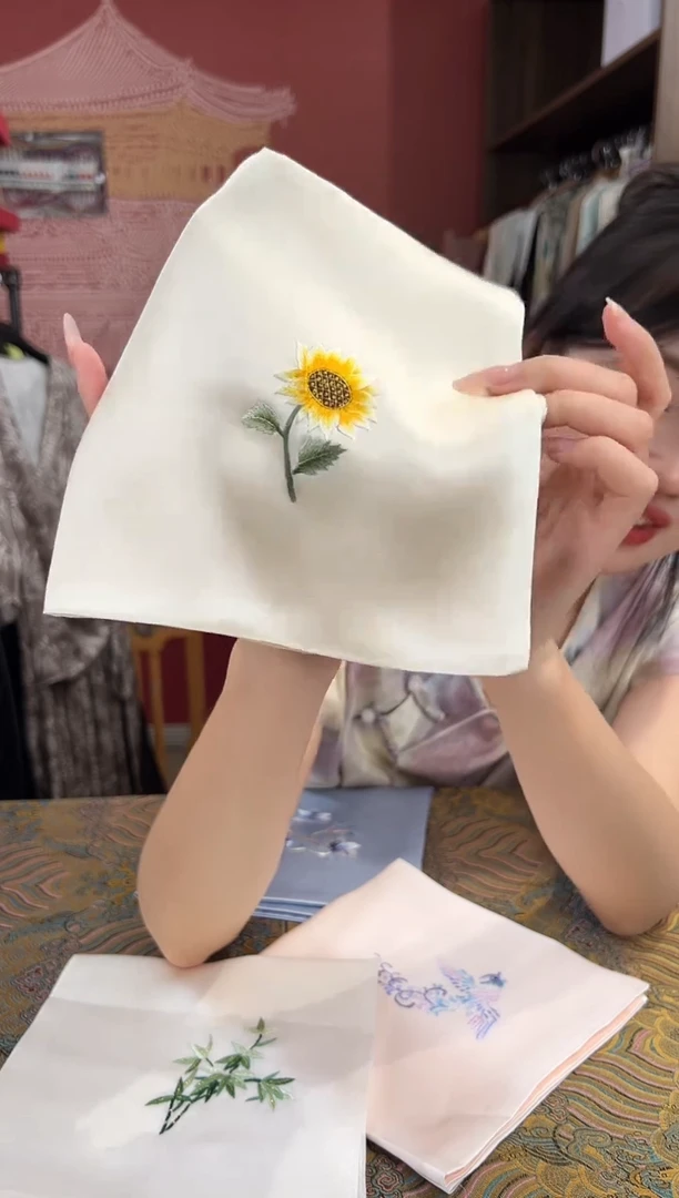 刺绣苏绣手工刺绣100桑蚕丝手帕