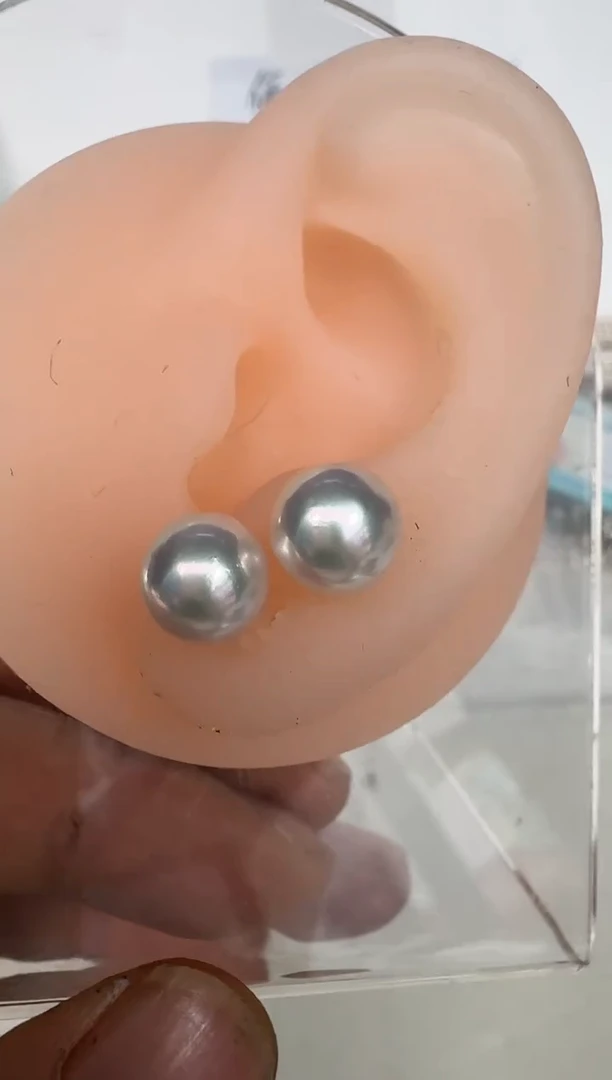 银S925镶嵌耳饰海水珍珠耳钉