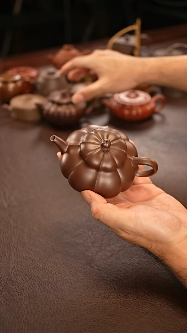 茶壶紫砂海棠筋纹紫砂壶壶