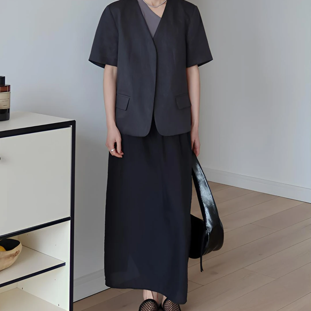 极简优雅半身裙女2025新款韩系松紧腰裙子