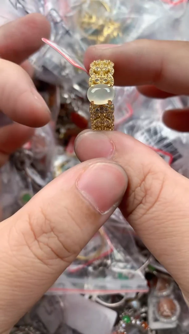 银S925镶嵌戒指翡翠12   2