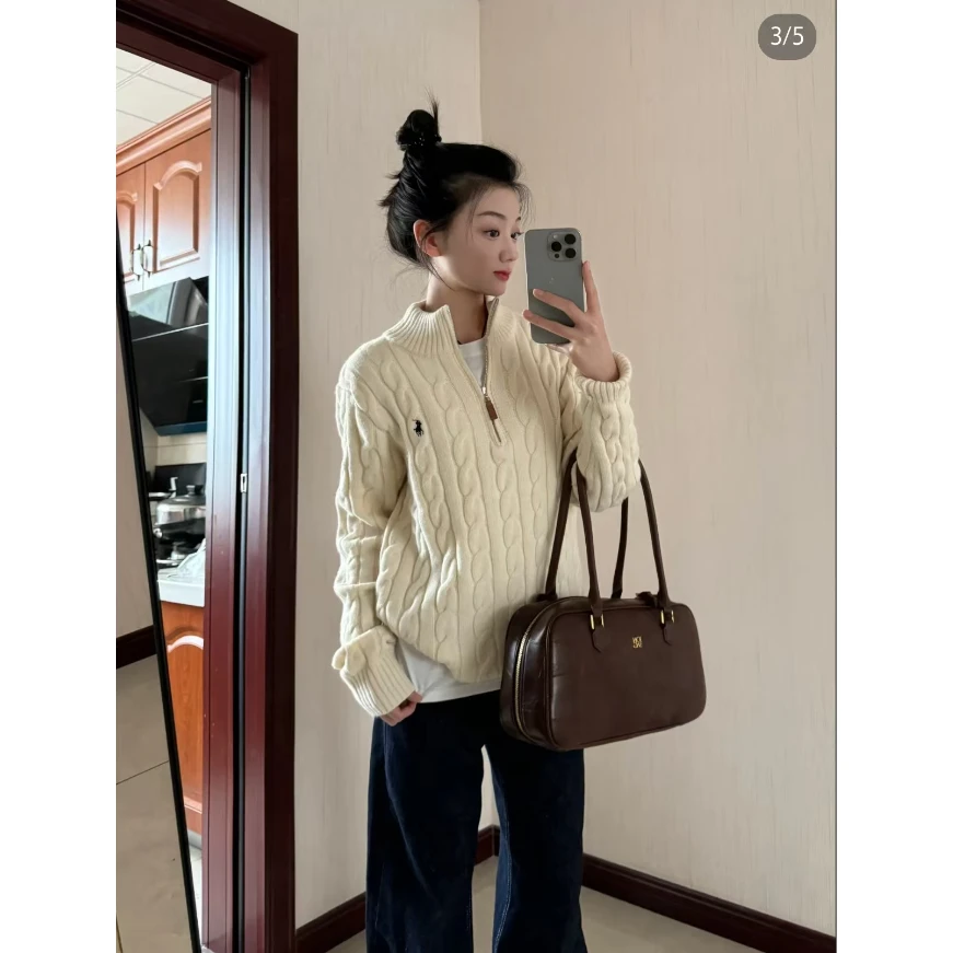 【奢品鉴品】拉链打底衫长袖针织衫半高领高领毛衣#10