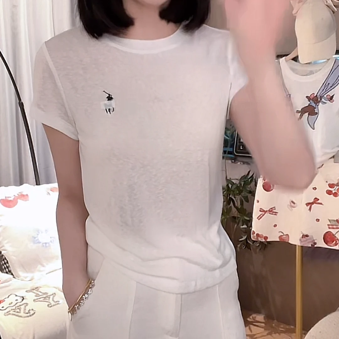 流行款卡通印花短袖T恤女2025新款设计感小众时尚圆领休闲上衣