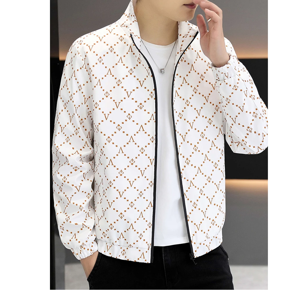 曼库帕娅秋季新款外套青年薄款修身休闲高端秋季男轻奢印花夹克