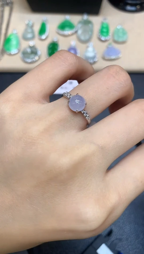 18K金镶嵌戒指翡翠蛋面【无服务费