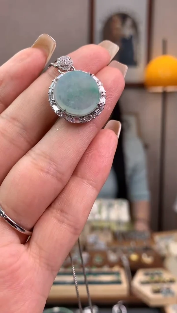 翡翠银S925镶嵌吊坠(不含链)吊坠