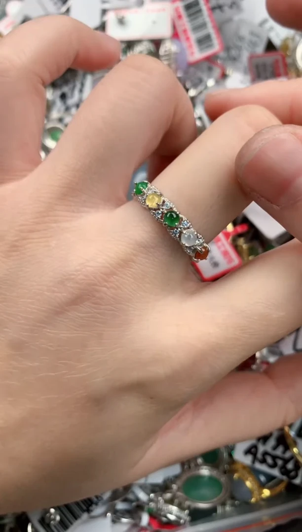 银S925镶嵌戒指翡翠555----4