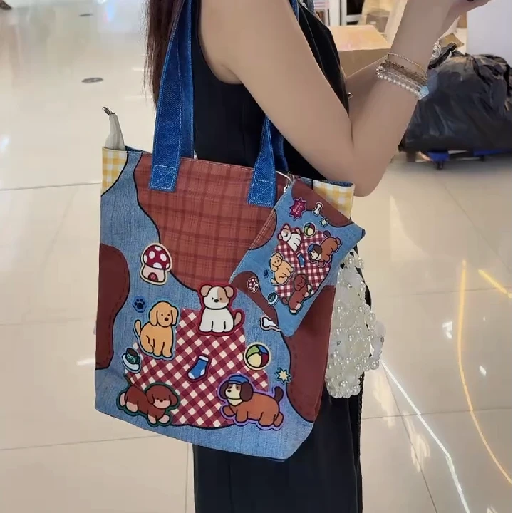 牛仔小狗卡通单肩包