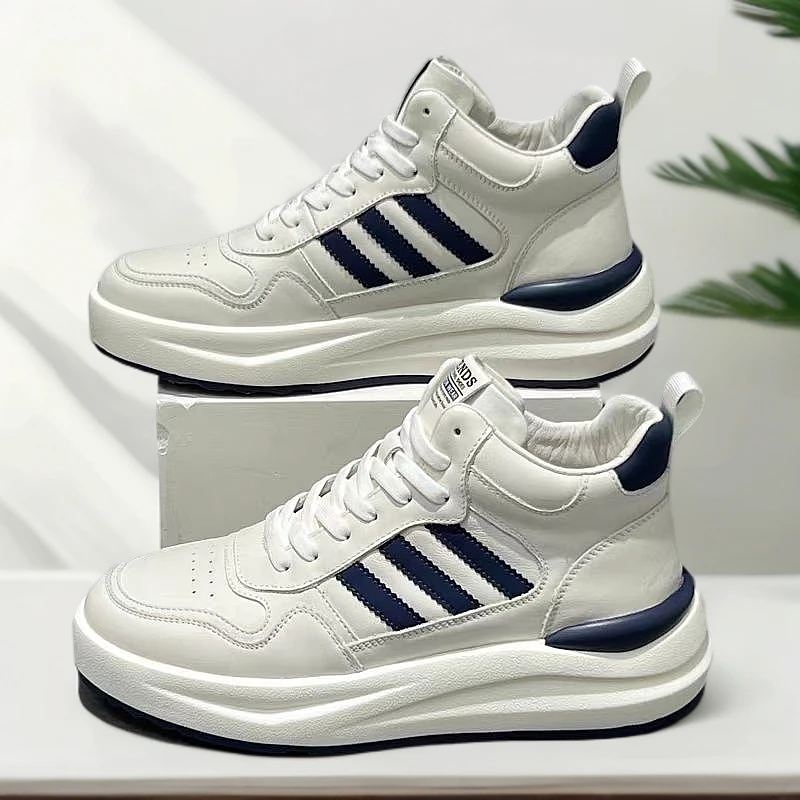 2529新款时尚运动休闲百撘动感活力透气潮流头层牛皮高帮休闲鞋男