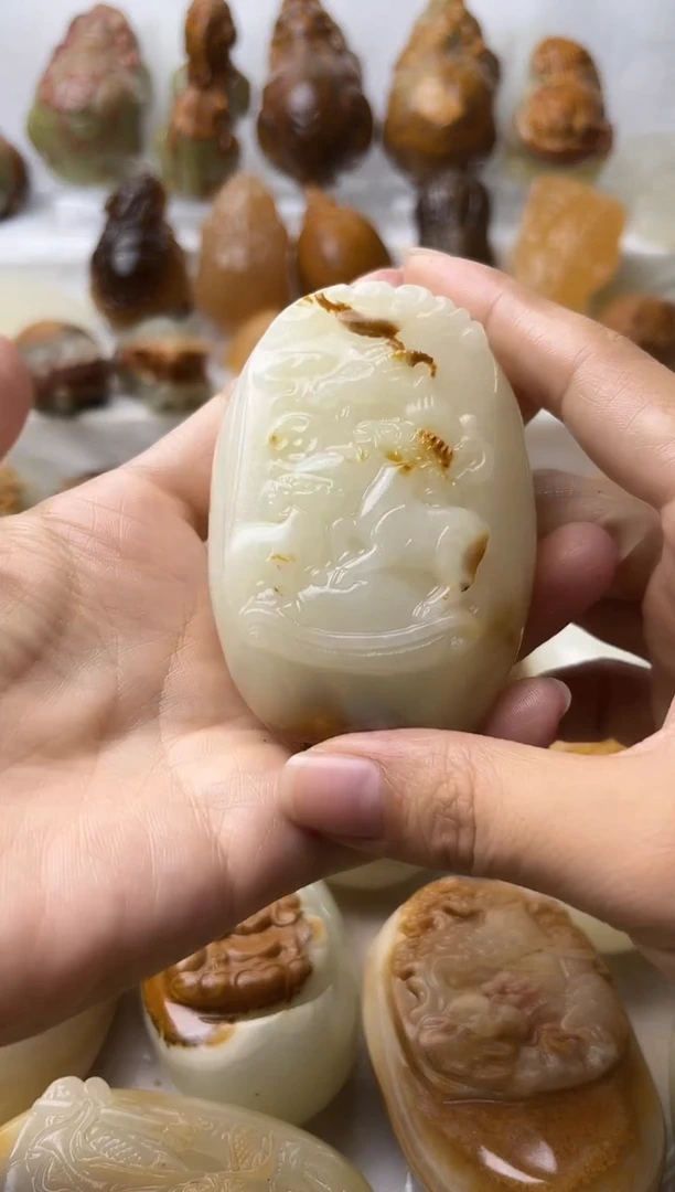 石材方解石手把摆件不退换三羊开泰微瑕