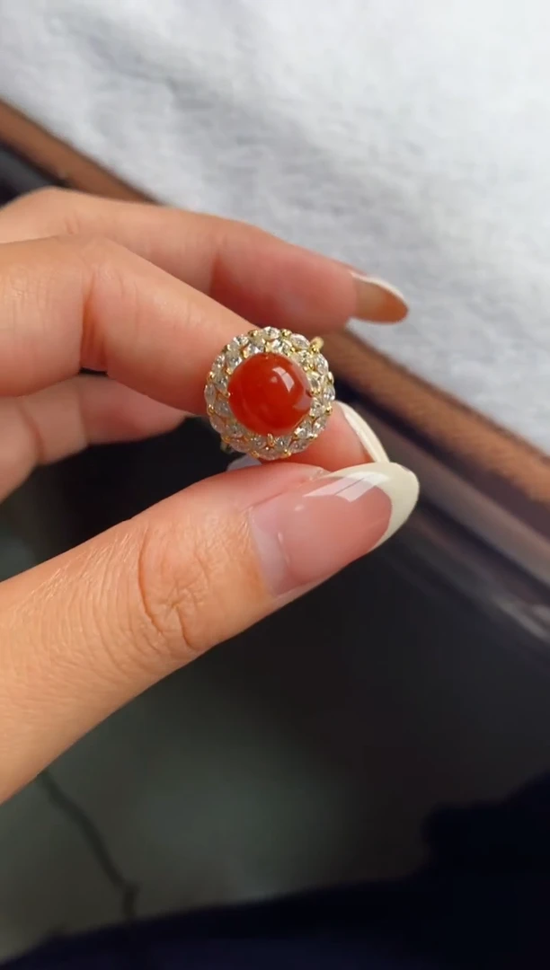 银S925镶嵌戒指翡翠宝**抱天然A货翡翠