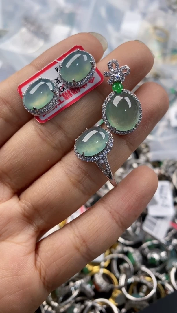 银S925镶嵌戒指翡翠888---5