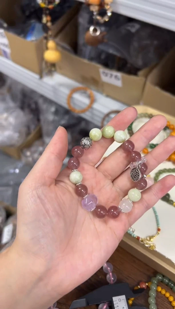 水晶手链未镶嵌红草莓青提奶盖多宝手串[3342]