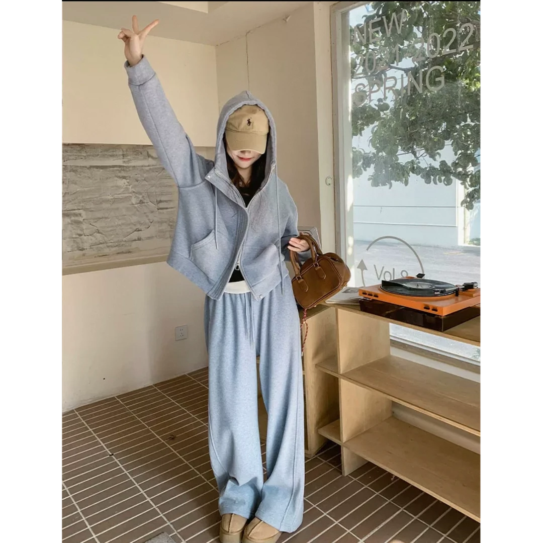 【琪琪】001穿搭减龄套装女春秋2025超火休闲运动松弛感两件套裤