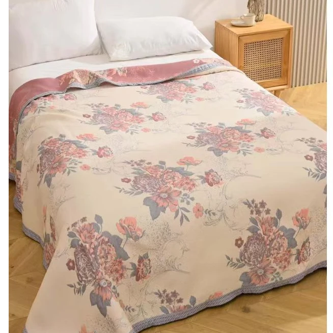 【温文尔雅】轻奢多功能纱布四季毯--（200*230）