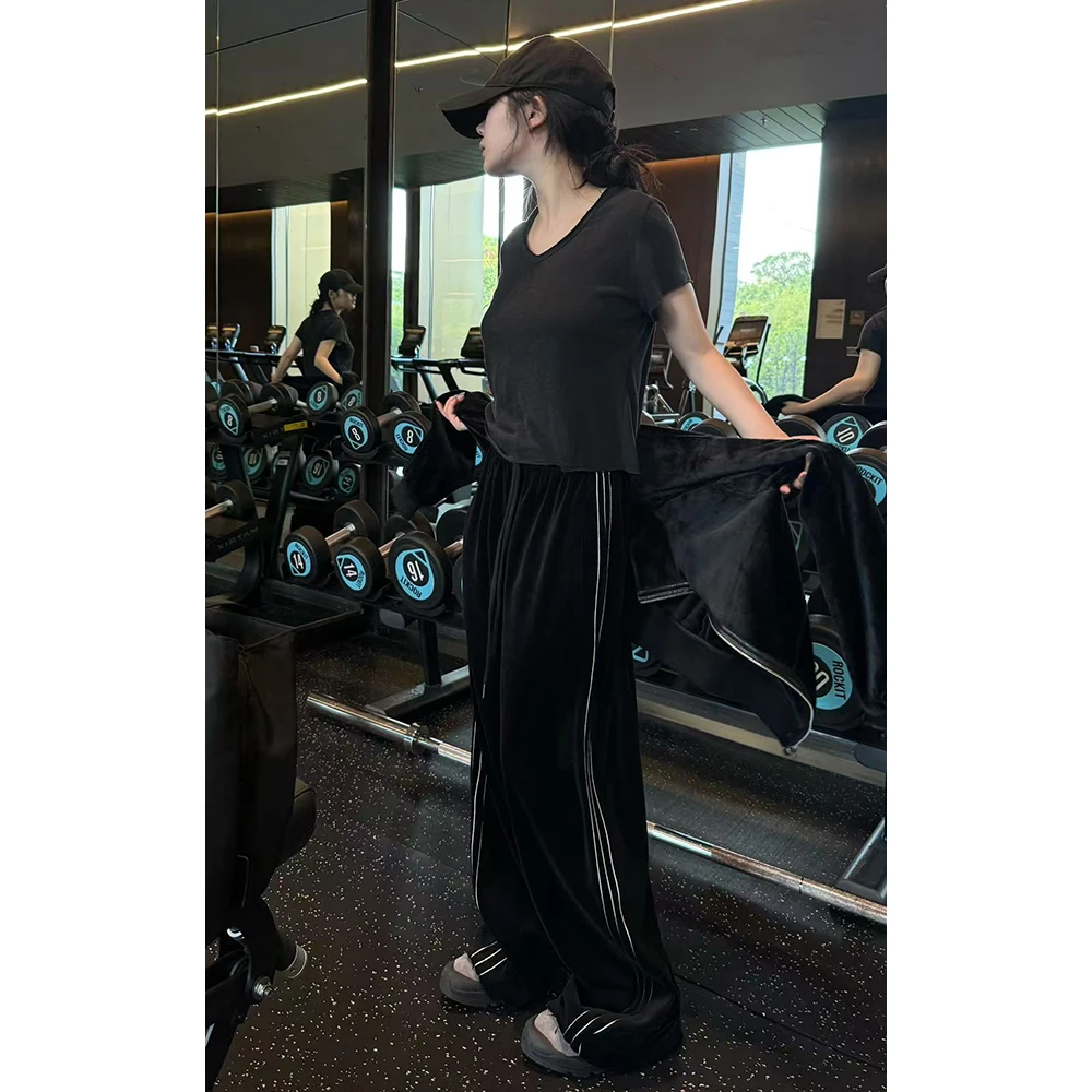 LA CALLA天鹅绒校服裤BL-WP8231