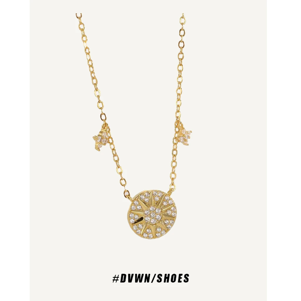 铜合金项链 【八芒星系列】金色八芒星罗盘项链锁骨链