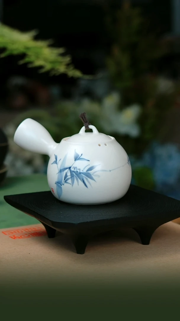 瓷片新品苏打釉 煮水泡茶侧把壶500cc