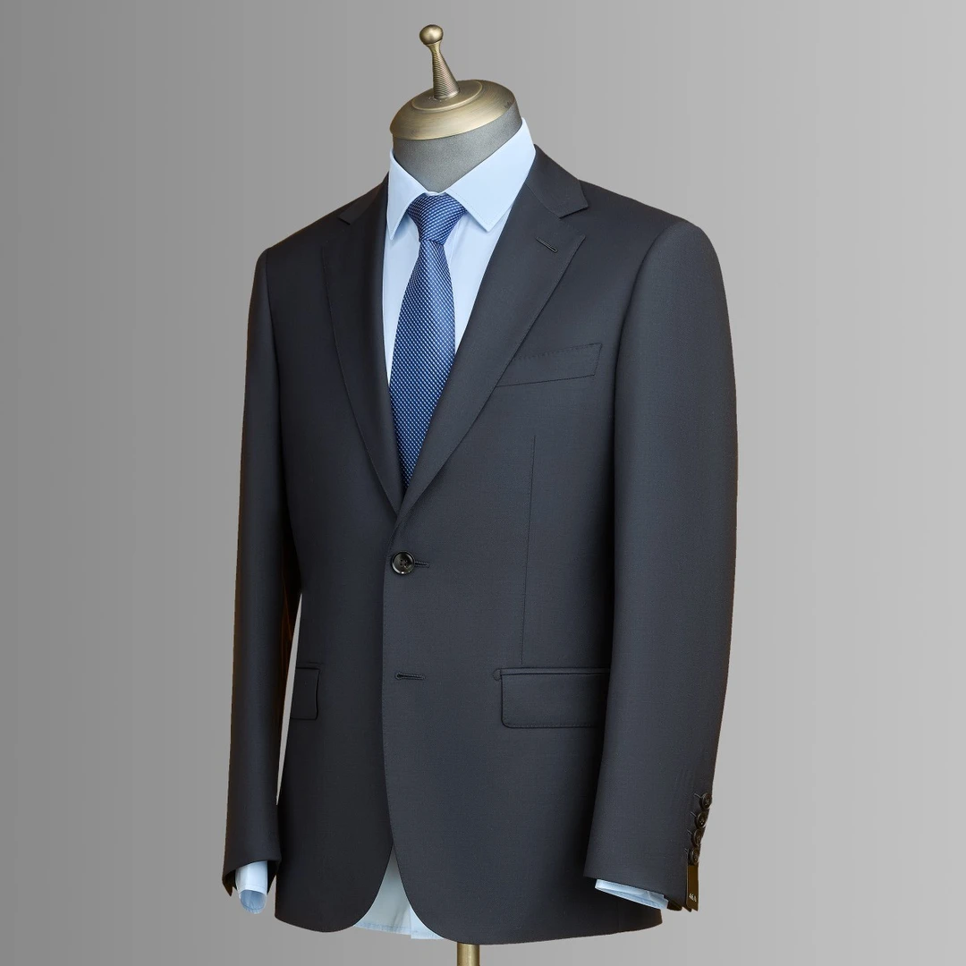 【高定成衣】水墨蓝100羊毛西装套西西服正装职业修身外套时尚蓝色