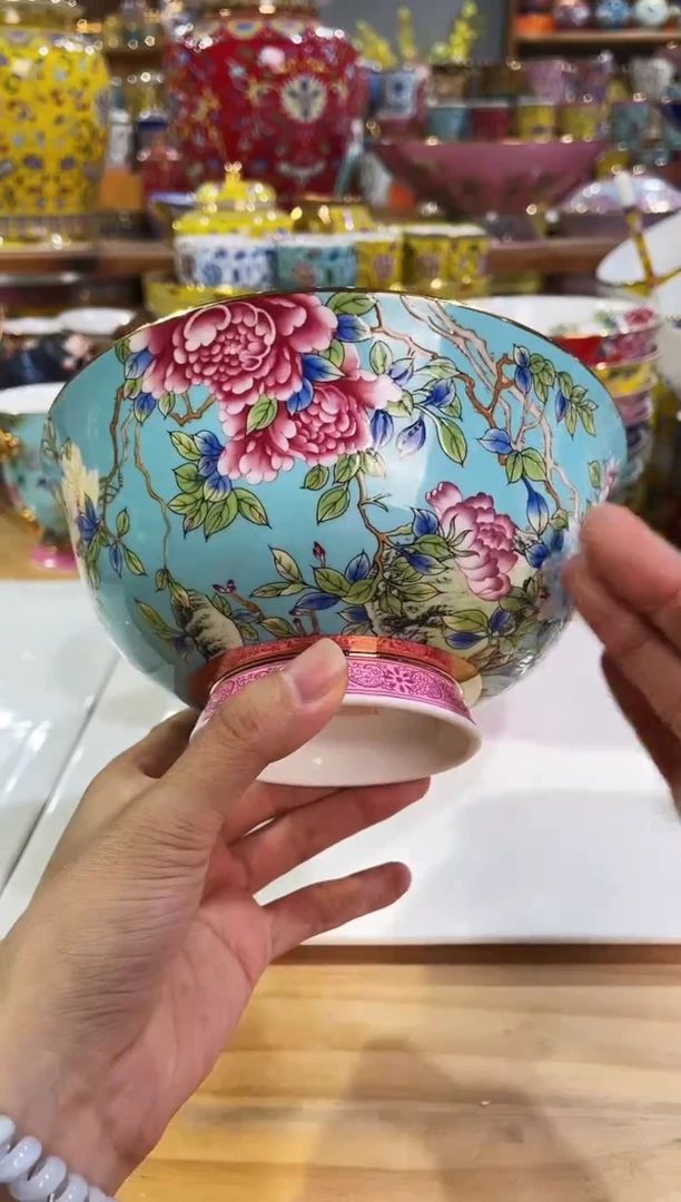 瓷片景德镇牡丹花6寸1个