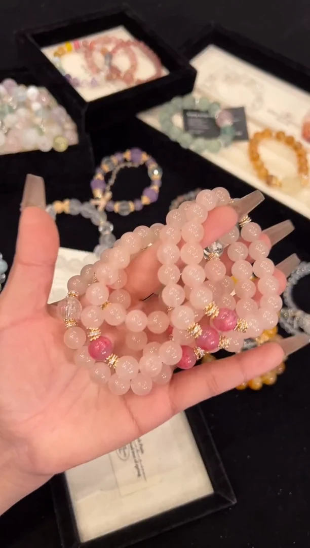 【闪购商品】水晶手链合金粉水晶手链x1419