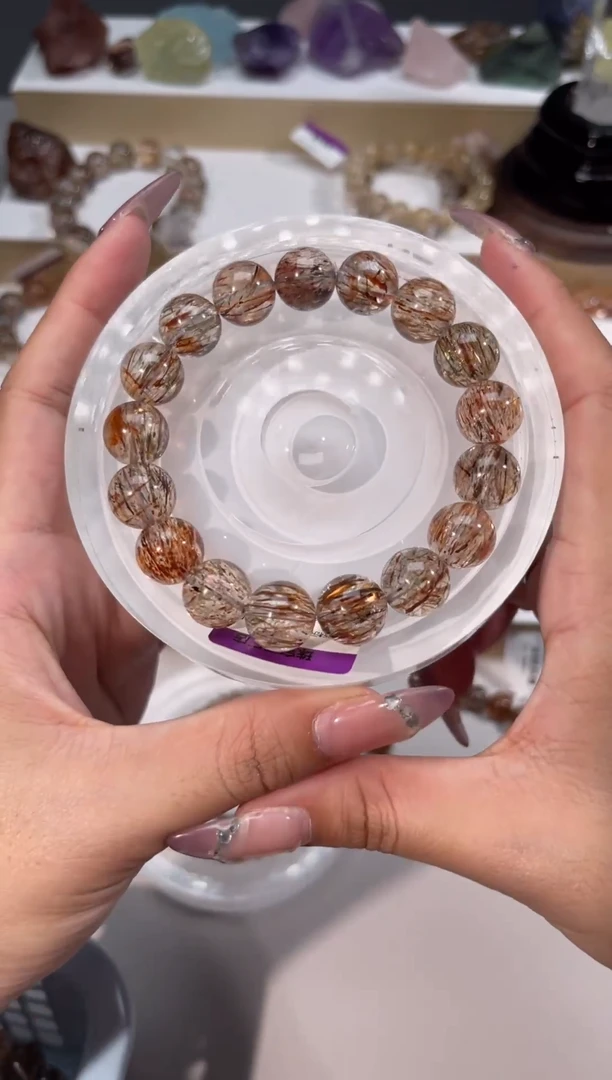 水晶手串未镶嵌黑金超七13+