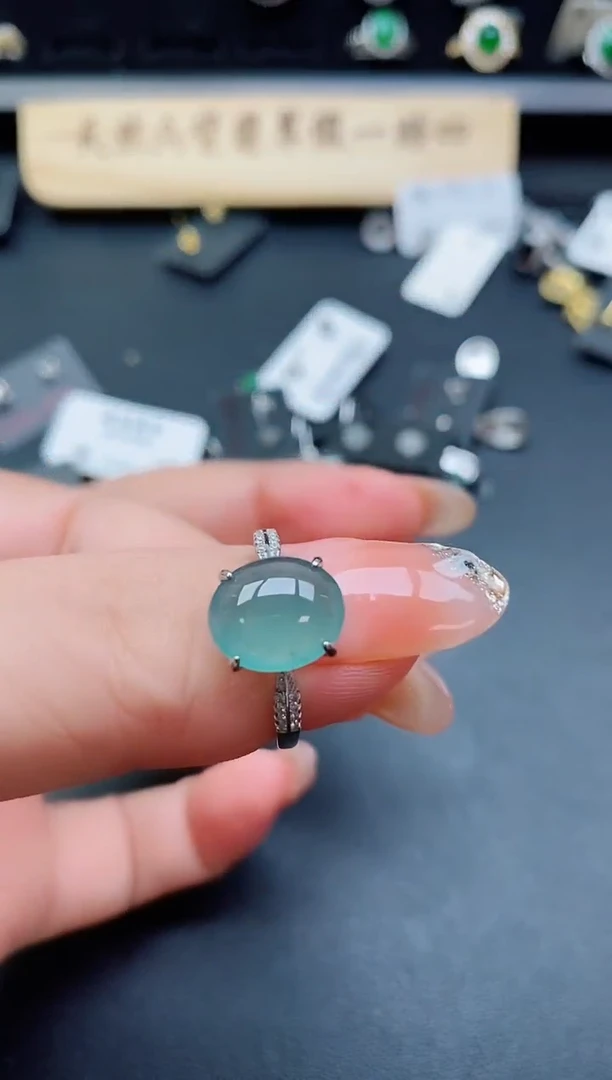 银S925镶嵌戒指翡翠1