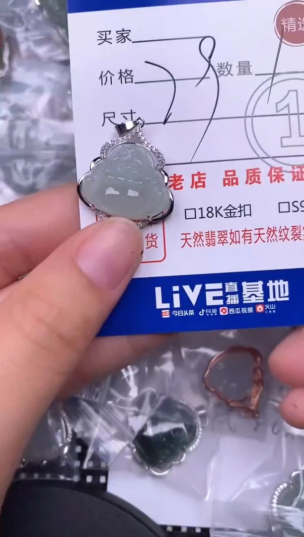 颈饰银S925镶嵌翡翠挂件