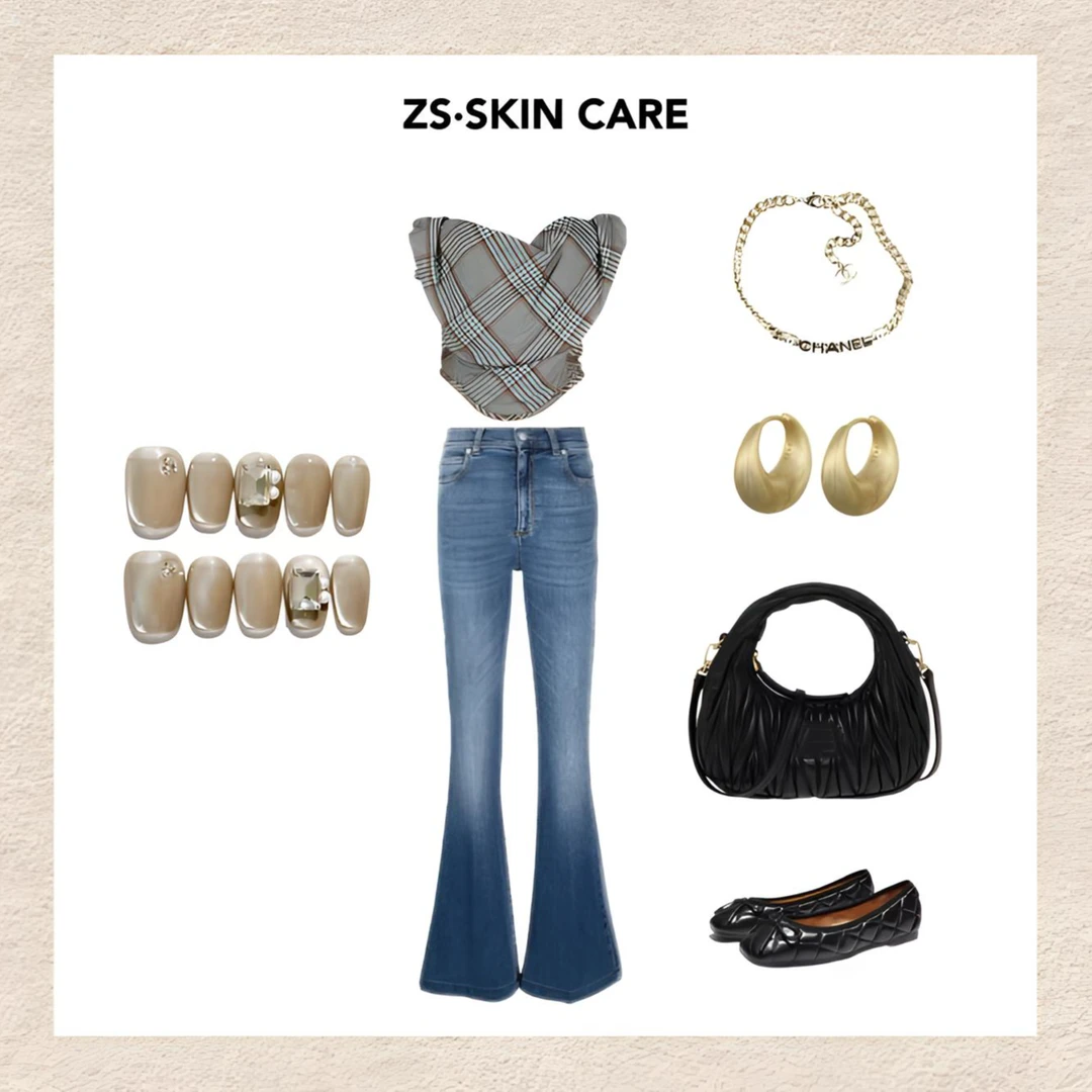 香槟灰闪钻珍珠显白猫眼气质简约温柔大方短T纯手工穿戴甲可拆卸