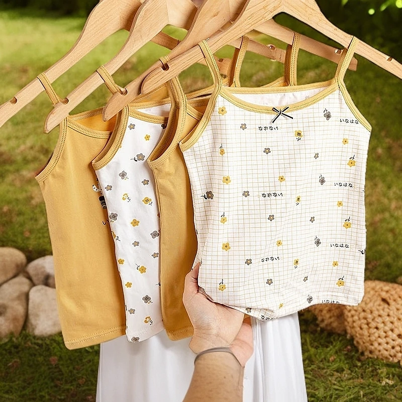 宝宝纯棉吊带背心夏季碎花无袖背心婴儿打底衫儿童薄款小背心女童