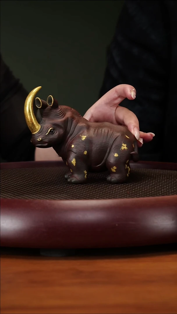 茶壶紫砂4-65GSB顶牛老青段描金